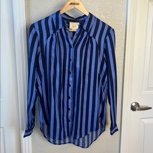 Anthropologie Maeve Breckenridge Blue Striped Button Down Shirt XS